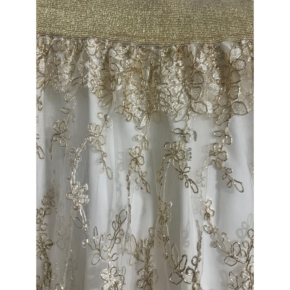 Belle Badgley Mishka Gold Embroidered Tulle Overlay Skirt 10 - Picture 6 of 7